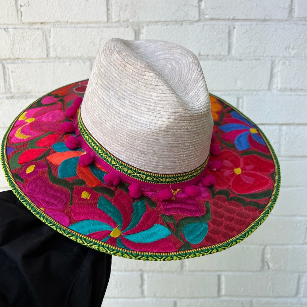 Stunning straw hat bright florals from Mexico